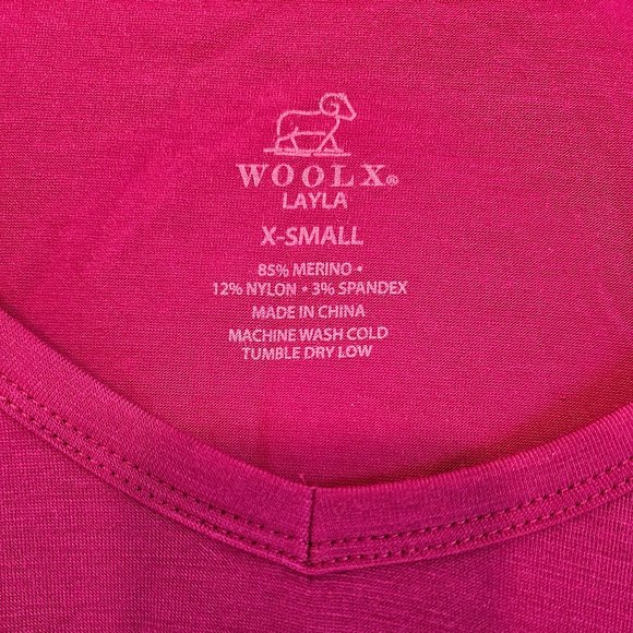 WOOLX Layla Merino Wool Blend Long Sleeve Vneck Base Layer All Season Top XS - Picture 2 of 4